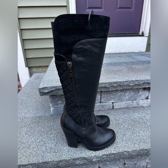 Guess Cayena Black Knee-High Leather Boots - Picture 1 of 10